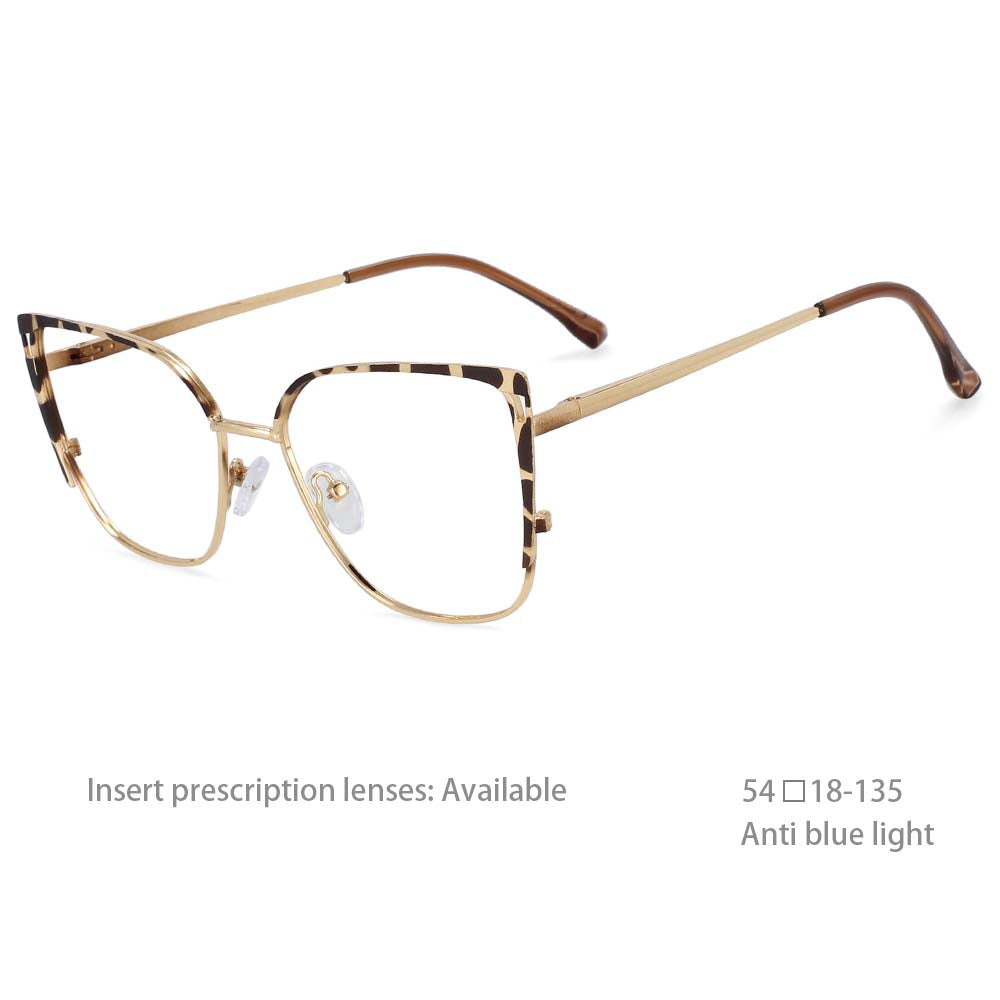 54427 Bule Light Blocking Metal Optical Prescription Glasses Frames Women Style Computer Eyeglasses