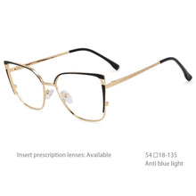 Carica l&#39;immagine nel visualizzatore di Gallery, 54427 Bule Light Blocking Metal Optical Prescription Glasses Frames Women Style Computer Eyeglasses