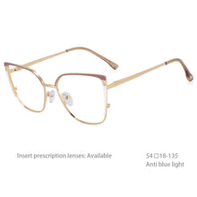 Carica l&#39;immagine nel visualizzatore di Gallery, 54427 Bule Light Blocking Metal Optical Prescription Glasses Frames Women Style Computer Eyeglasses