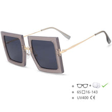 Load image into Gallery viewer, 54452 Oversized Square Brand Sunglasses Metal Thin Legs Rivet Frame Large Frame Ladies Goggles Sunglasses UV400