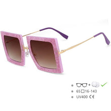Load image into Gallery viewer, 54452 Oversized Square Brand Sunglasses Metal Thin Legs Rivet Frame Large Frame Ladies Goggles Sunglasses UV400