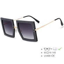 Load image into Gallery viewer, 54452 Oversized Square Brand Sunglasses Metal Thin Legs Rivet Frame Large Frame Ladies Goggles Sunglasses UV400
