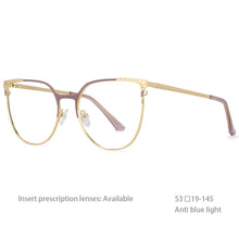 Load image into Gallery viewer, 54459 Retro Brand Cat Eye Metal Large Frame Ladies Anti-Blu-Ray Glasses Frame Optical Prescription Eyeglasses Frame