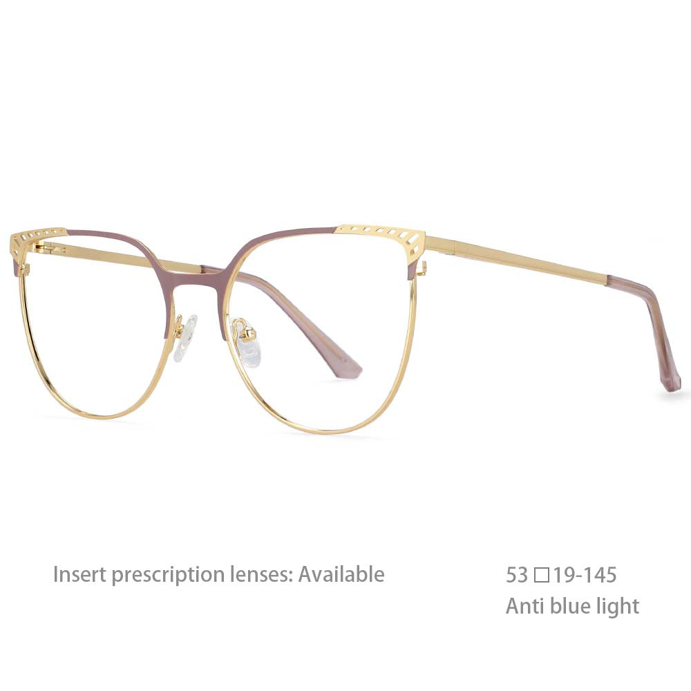 54459 Retro Brand Cat Eye Metal Large Frame Ladies Anti-Blu-Ray Glasses Frame Optical Prescription Eyeglasses Frame