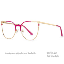 Load image into Gallery viewer, 54459 Retro Brand Cat Eye Metal Large Frame Ladies Anti-Blu-Ray Glasses Frame Optical Prescription Eyeglasses Frame