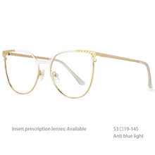 Load image into Gallery viewer, 54459 Retro Brand Cat Eye Metal Large Frame Ladies Anti-Blu-Ray Glasses Frame Optical Prescription Eyeglasses Frame