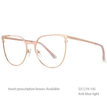 Load image into Gallery viewer, 54459 Retro Brand Cat Eye Metal Large Frame Ladies Anti-Blu-Ray Glasses Frame Optical Prescription Eyeglasses Frame