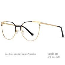 Load image into Gallery viewer, 54459 Retro Brand Cat Eye Metal Large Frame Ladies Anti-Blu-Ray Glasses Frame Optical Prescription Eyeglasses Frame