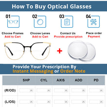 Load image into Gallery viewer, 54459 Retro Brand Cat Eye Metal Large Frame Ladies Anti-Blu-Ray Glasses Frame Optical Prescription Eyeglasses Frame