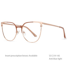 Load image into Gallery viewer, 54459 Retro Brand Cat Eye Metal Large Frame Ladies Anti-Blu-Ray Glasses Frame Optical Prescription Eyeglasses Frame