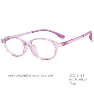 54466 TR90 Students Computer Eyeglasses Anti-Blue Light Optical Glasses Frame Oval Ultra-Light Prescription Glasses