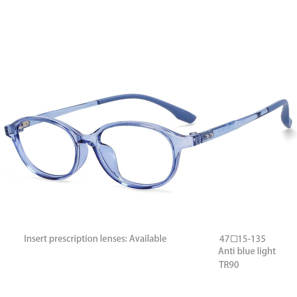 54466 TR90 Students Computer Eyeglasses Anti-Blue Light Optical Glasses Frame Oval Ultra-Light Prescription Glasses