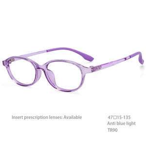 54466 TR90 Students Computer Eyeglasses Anti-Blue Light Optical Glasses Frame Oval Ultra-Light Prescription Glasses