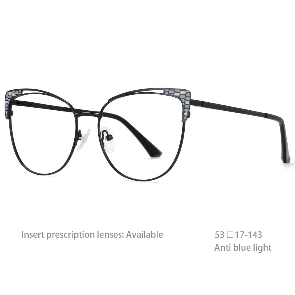 54471 Women  Optical Glasses Frames Anti Blue Light Zero Glasses Metal Computer Eyeglasses