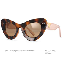Load image into Gallery viewer, 54487 Metal Rivet Large Frame Sunglasses Ladies Cat Eye Brand Designer Glasses Ladies Glasses UV400 Protection