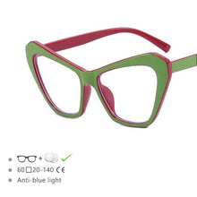 Load image into Gallery viewer, 54494 Big Frame Cat Eye Ladies Cat Eye Frames Large Candy Color Blue Light Blocking Frames