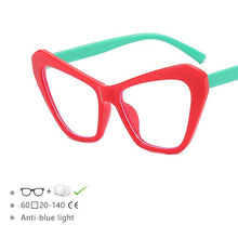 Load image into Gallery viewer, 54494 Big Frame Cat Eye Ladies Cat Eye Frames Large Candy Color Blue Light Blocking Frames