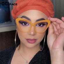 Load image into Gallery viewer, 54494 Big Frame Cat Eye Ladies Cat Eye Frames Large Candy Color Blue Light Blocking Frames