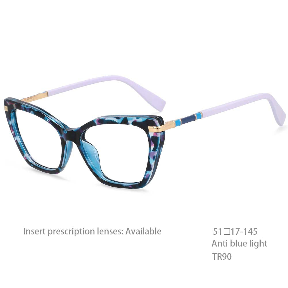 54496 Retro Cat Eye Anti Blue Light Optical Glasses Frames Leopard Women TR90 Computer Eyeglasses