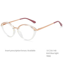 Load image into Gallery viewer, 54497 Zero Glasses Oval Cat Eye Anti Blue Light Glasses Frames Women Plastic Titanium Computer Eyeglasses
