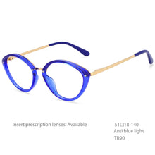 Load image into Gallery viewer, 54497 Zero Glasses Oval Cat Eye Anti Blue Light Glasses Frames Women Plastic Titanium Computer Eyeglasses