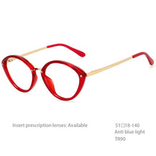 Load image into Gallery viewer, 54497 Zero Glasses Oval Cat Eye Anti Blue Light Glasses Frames Women Plastic Titanium Computer Eyeglasses