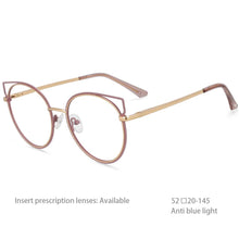 Load image into Gallery viewer, 54516 Personality Brand Cat Eye Round Frame Quality Metal Ladies Optical Anti Blue Light Glasses Frame
