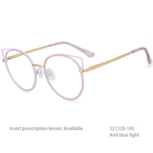 Load image into Gallery viewer, 54516 Personality Brand Cat Eye Round Frame Quality Metal Ladies Optical Anti Blue Light Glasses Frame