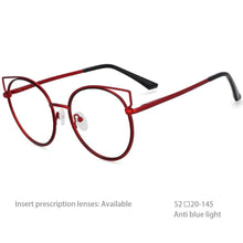 Load image into Gallery viewer, 54516 Personality Brand Cat Eye Round Frame Quality Metal Ladies Optical Anti Blue Light Glasses Frame