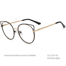Load image into Gallery viewer, 54516 Personality Brand Cat Eye Round Frame Quality Metal Ladies Optical Anti Blue Light Glasses Frame