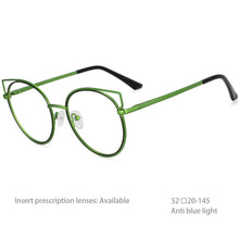 Load image into Gallery viewer, 54516 Personality Brand Cat Eye Round Frame Quality Metal Ladies Optical Anti Blue Light Glasses Frame