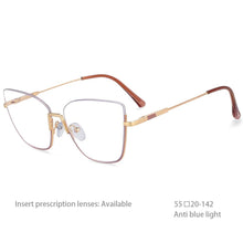 Load image into Gallery viewer, 54519 Personality Brand Quality Metal Half Frame Hanging Wire Trend Ladies Optical Anti Blue Light Glasses Frame