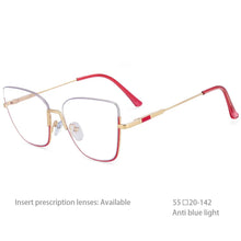 Load image into Gallery viewer, 54519 Personality Brand Quality Metal Half Frame Hanging Wire Trend Ladies Optical Anti Blue Light Glasses Frame