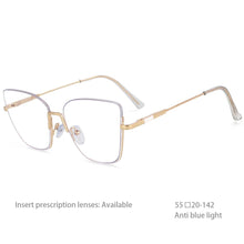 Load image into Gallery viewer, 54519 Personality Brand Quality Metal Half Frame Hanging Wire Trend Ladies Optical Anti Blue Light Glasses Frame