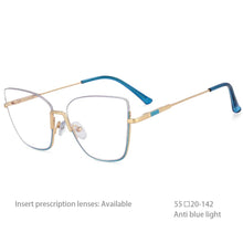 Load image into Gallery viewer, 54519 Personality Brand Quality Metal Half Frame Hanging Wire Trend Ladies Optical Anti Blue Light Glasses Frame