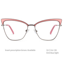 Load image into Gallery viewer, 54527 Brand Design Metal Frame Full Frame Irregular Ladies Butterfly Frame Anti-South Light Computer Glasses
