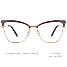 Load image into Gallery viewer, 54527 Brand Design Metal Frame Full Frame Irregular Ladies Butterfly Frame Anti-South Light Computer Glasses