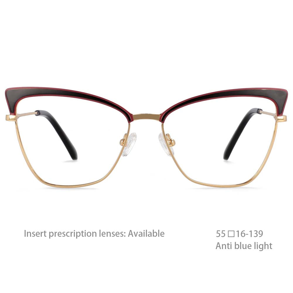 54527 Brand Design Metal Frame Full Frame Irregular Ladies Butterfly Frame Anti-South Light Computer Glasses