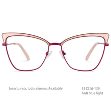 Load image into Gallery viewer, 54527 Brand Design Metal Frame Full Frame Irregular Ladies Butterfly Frame Anti-South Light Computer Glasses