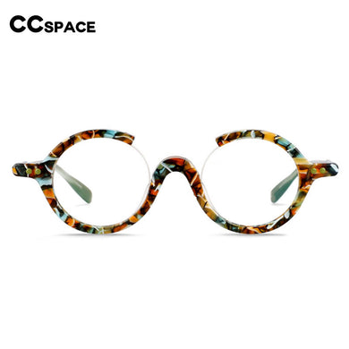 54542 Brand Retro Round Frame Half Frame Broken Flower Plate Material High-End Women\'s Eyeglasses