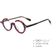 Load image into Gallery viewer, 54542 Brand Retro Round Frame Half Frame Broken Flower Plate Material High-End Women\&#39;s Eyeglasses