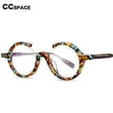 Load image into Gallery viewer, 54542 Brand Retro Round Frame Half Frame Broken Flower Plate Material High-End Women\&#39;s Eyeglasses