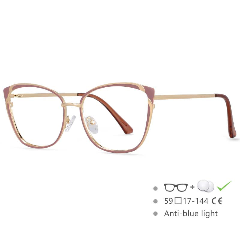 54545 Retro Metal Optical Glasses Frames Anti Blue Light Women Computer Eyeglasses Myopia Zero Glasses