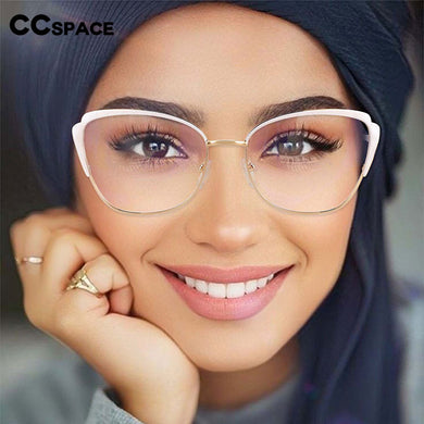 54546 Women Retro Anti Blue Light Optical Eyeglass Computer Glasses Frame Metal Cat Eye Leopard Eyewear