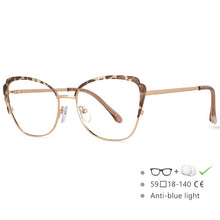 Load image into Gallery viewer, 54546 Women Retro Anti Blue Light Optical Eyeglass Computer Glasses Frame Metal Cat Eye Leopard Eyewear