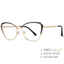 Load image into Gallery viewer, 54546 Women Retro Anti Blue Light Optical Eyeglass Computer Glasses Frame Metal Cat Eye Leopard Eyewear