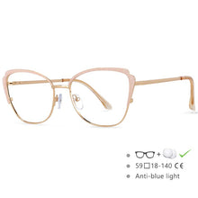 Load image into Gallery viewer, 54546 Women Retro Anti Blue Light Optical Eyeglass Computer Glasses Frame Metal Cat Eye Leopard Eyewear