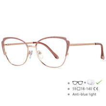 Load image into Gallery viewer, 54546 Women Retro Anti Blue Light Optical Eyeglass Computer Glasses Frame Metal Cat Eye Leopard Eyewear