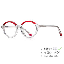 Load image into Gallery viewer, 54547 Teenagers Round Anti-Blue Light Glasses Frame  Stitching Color TR90 Material Youth Style Optical Frame