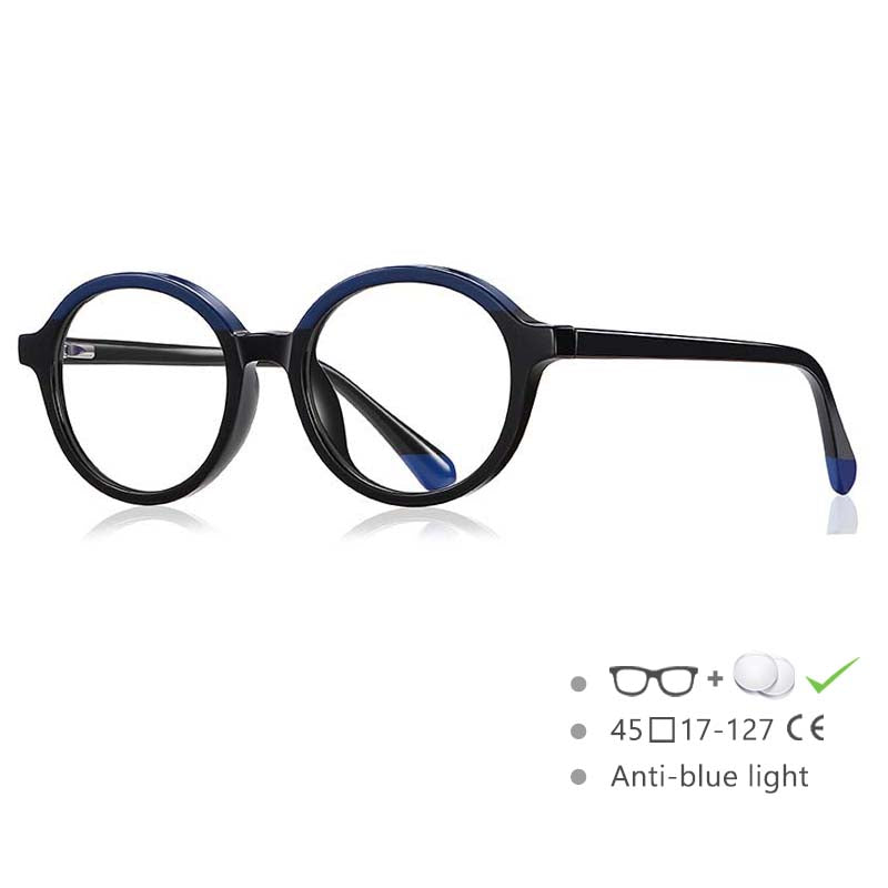 54547 Teenagers Round Anti-Blue Light Glasses Frame  Stitching Color TR90 Material Youth Style Optical Frame